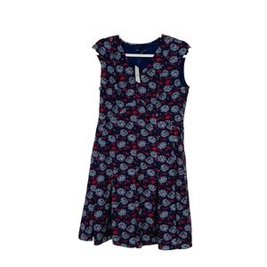 NEW Brooks Brothers Womens Dark Floral Mini A Line Dress Pleated‎ Career Size 8